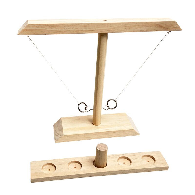 Pine Wood Hook and Ring Toss Game