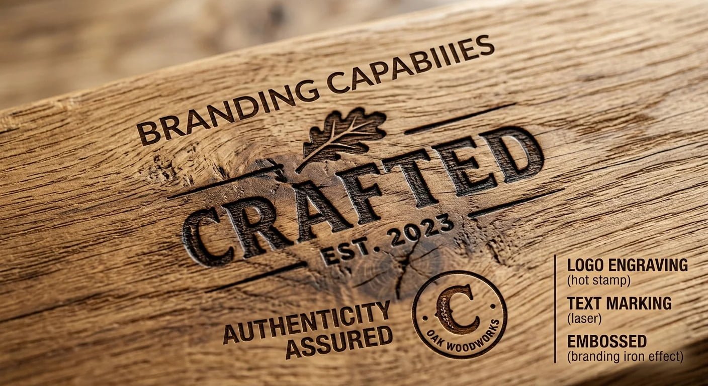 Wood grain close up showing branding capabilities