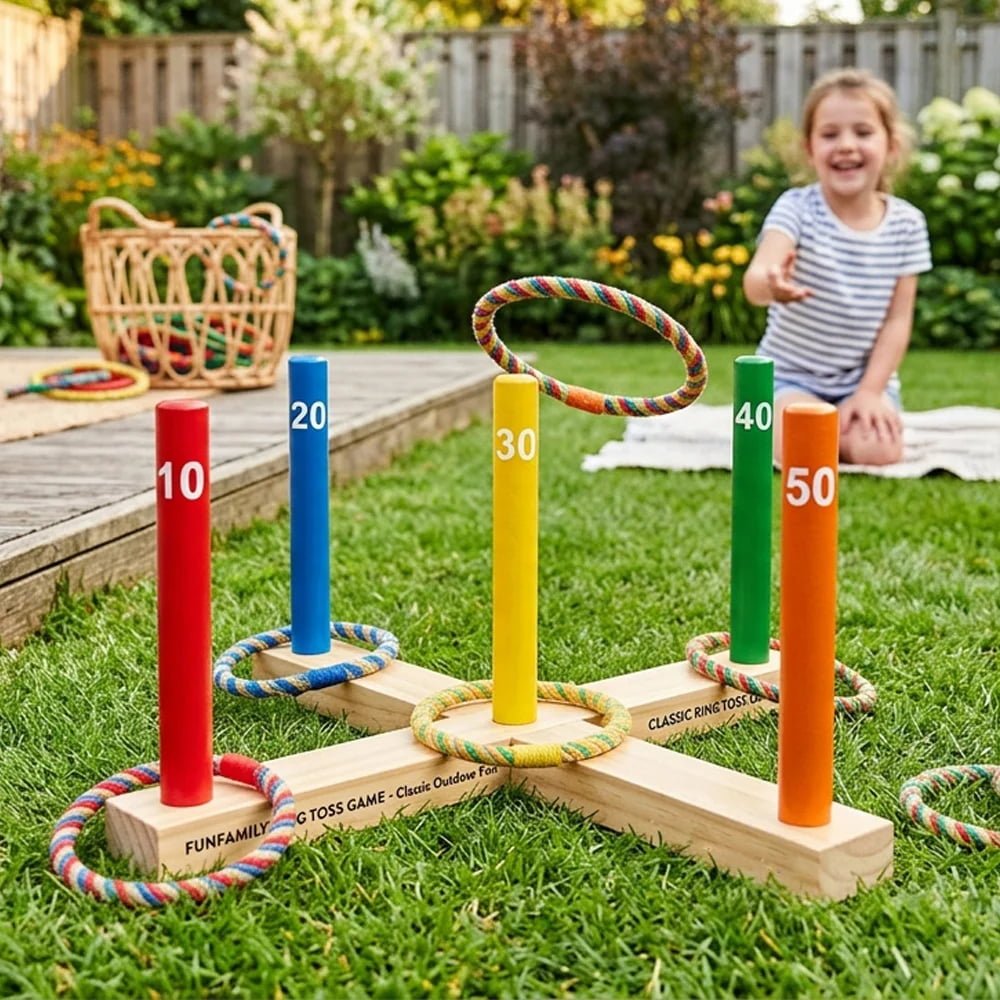 Premium Wooden Ring Toss Game Set